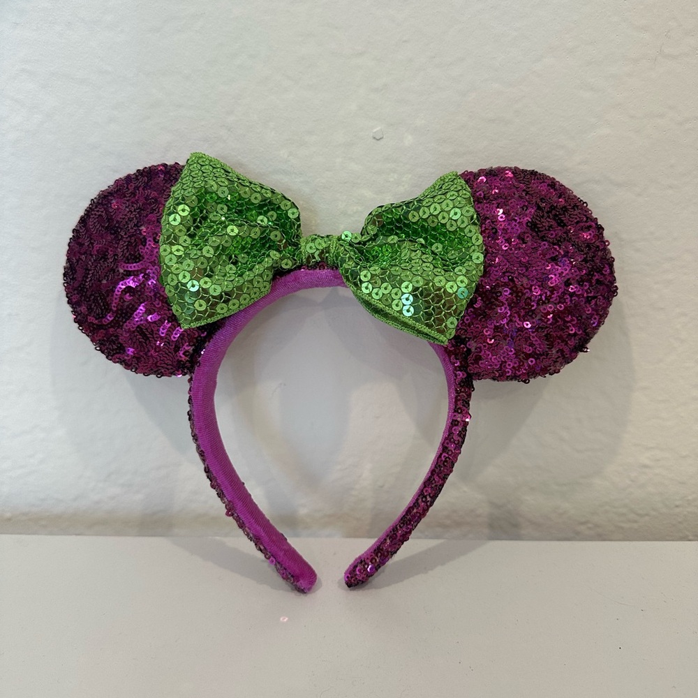 Disney Purple and Green Sequin Halloween Minnie Ears